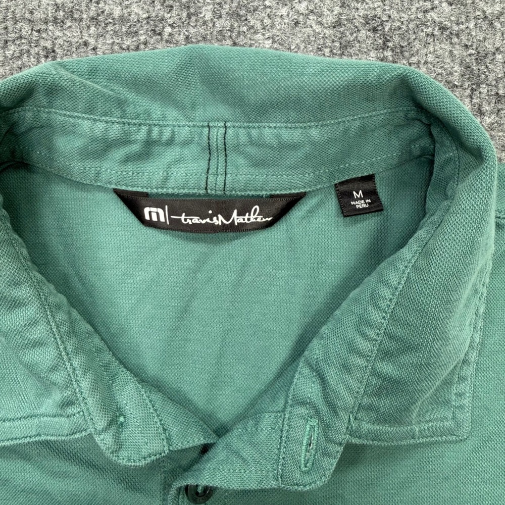 TravisMathew Mens Medium Green Short Sleeve Performance Golf Polo Shirt - Picture 3 of 8